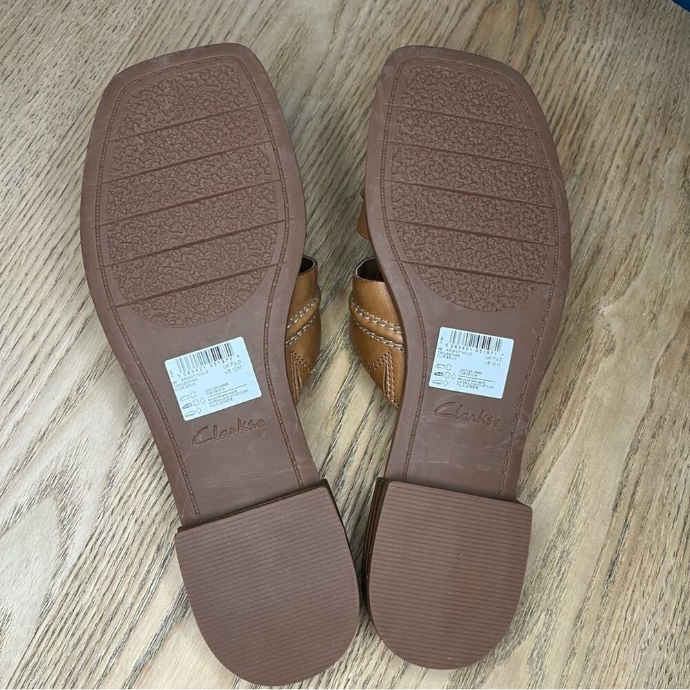 New! Clarks Ariany Mule Comfort Sandal Tan Leather Slide Women’s Size 10 - Picture 5 of 7